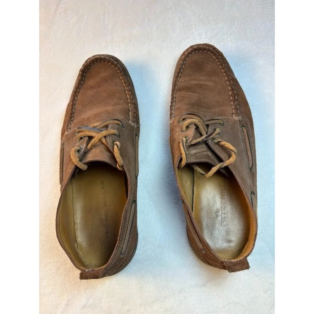 Peter Millar Men Brown Leather Suede Lace Up Chukka Ankle Moc Toe Boots Sz 9.5 M